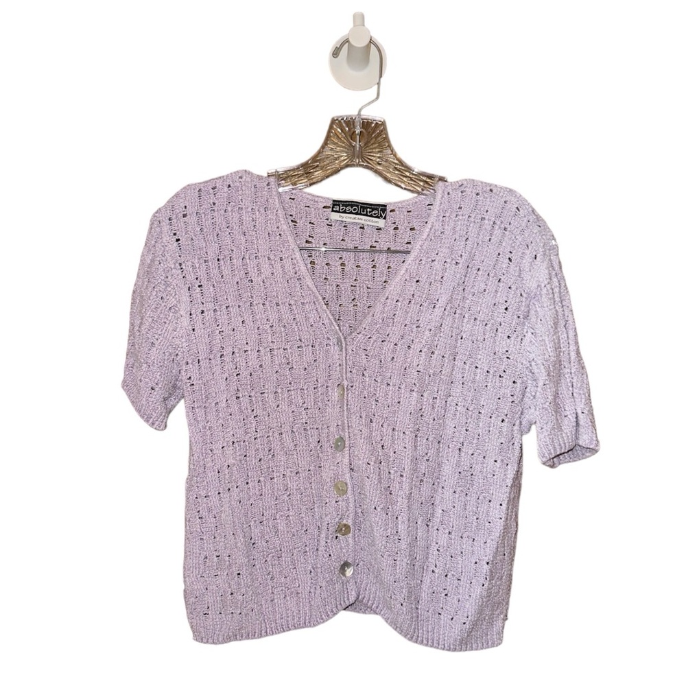 Vintage lilac 90s knit shell button cardigan